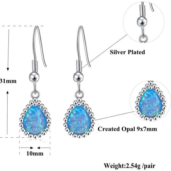 CINI 14K Gold Plated Teardrop Earrings- Hook Blue - Picture 6 of 6